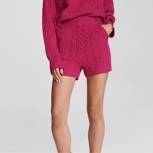 NWT Rag & Bone Plum Pierce Cashmere Cable Knit Shorts Pink Size Medium $398
